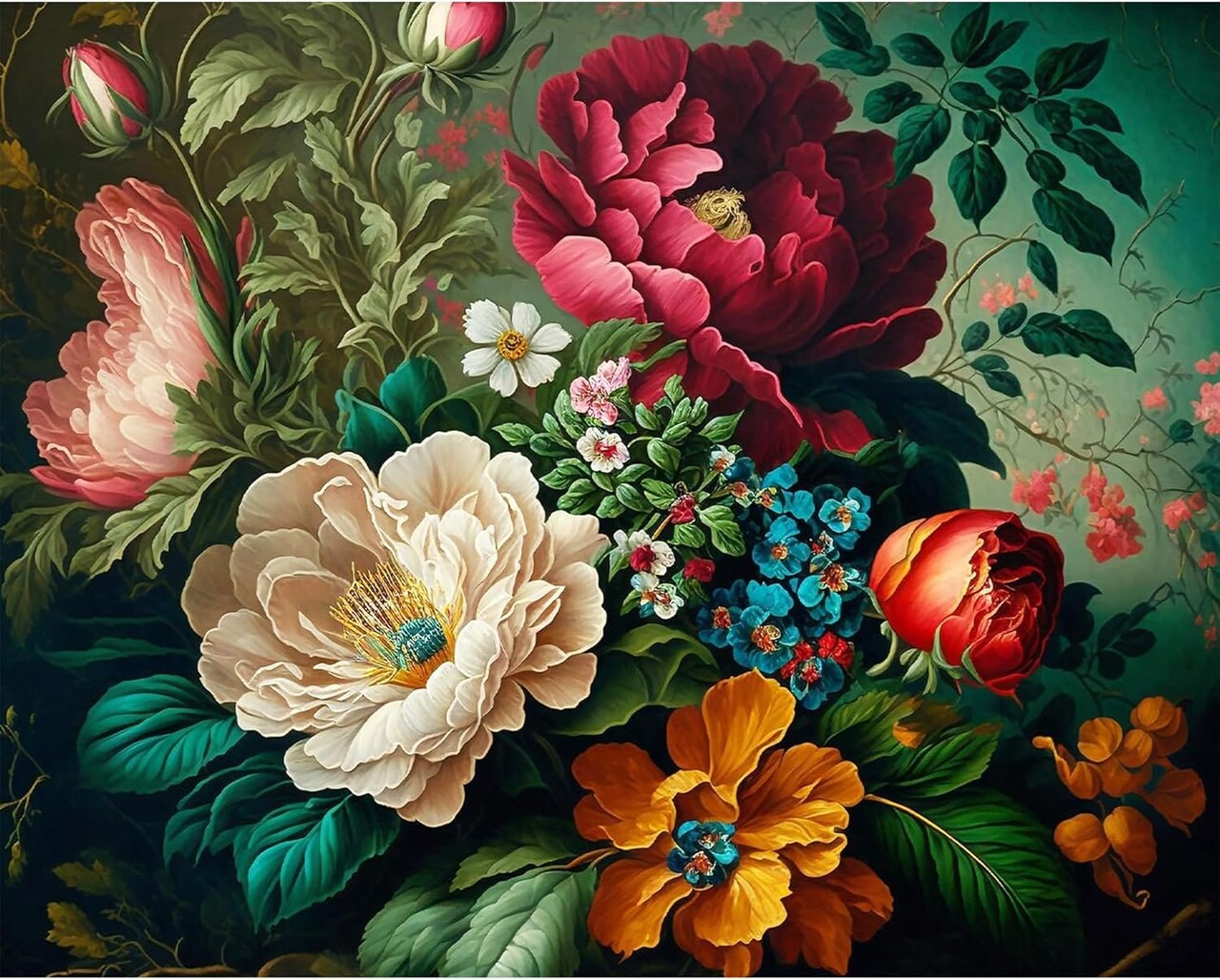 Flower Paint by Numbers Kit for Adults – DIY Floral Canvas Painting, Beginner-Friendly Art for Gifts & Home Wall Decor, 16x20 Inch